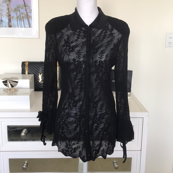 Black Lace — Classic Escada button up blouse - Picture 2 of 7